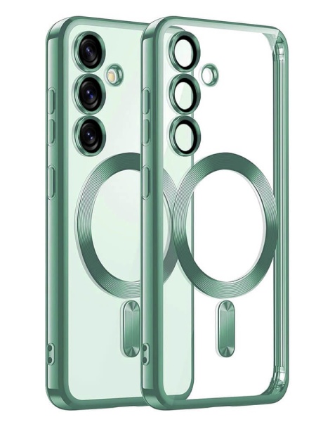 Husa Samsung Galaxy S25 Magsafe Luxury Crystal transparenta / verde deschis