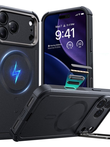 HHusa iPhone 17 Pro Max ESR Cyber Armor Kickstand neagra
