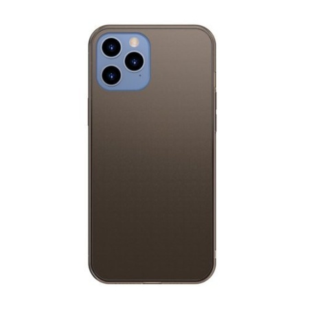 Husa iPhone 12 Pro Max -Baseus Frosted Glass Case cu margine flexibila -Neagra
