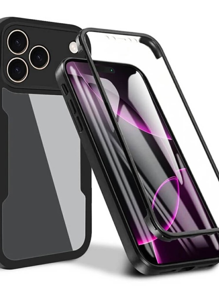 Husa iPhone 17 Pro Max ColorVerse 360 + Screen Protector transparenta/ neagra