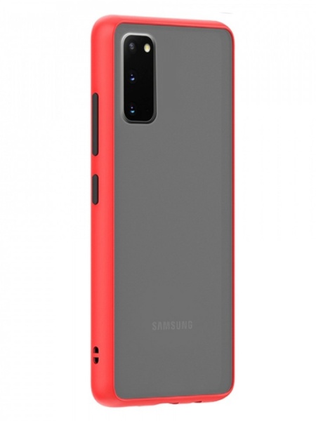 Husa Samsung Galaxy S20 - Colored buttons case- bumper rosu cu butoane negre