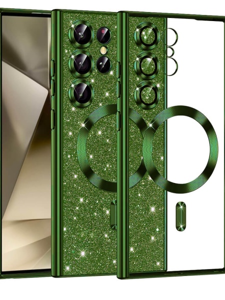 Husa Samsung Galaxy S24 Ultra Luxury Glitter MagSafe verde