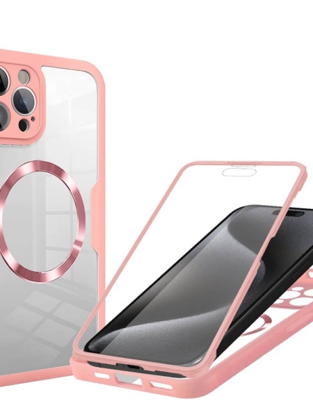 Husa iPhone 16 Pro Max ColorVerse 360 Magsafe + Screen Protector -margine roz