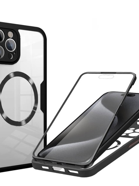 Husa iPhone 16 Pro Max ColorVerse 360 Magsafe + Screen Protector -margine neagra
