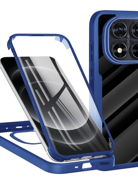 Husa Xiaomi Redmi Note 14 Pro 5G ColorVerse 360 + Screen Protector margine albastra