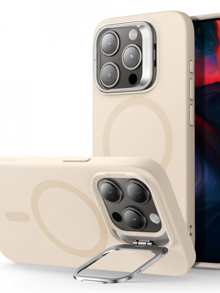 Husa iPhone 15 Pro Max ESR Cloud Soft HaloLock Kickstand crem