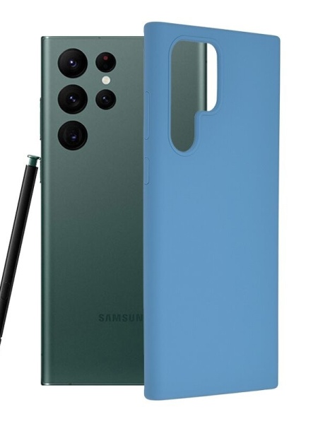 Husa Samsung Galaxy S22 Ultra Soft Edge Silicone Albastru denim