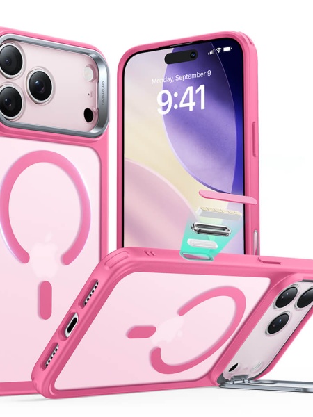Husa iPhone 17 Pro Classic Hybrid HaloLock Kickstand cu MagSafe de la ESR Frosted Pink