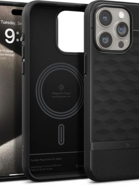 Husa iPhone 15 Pro Caseology Parallax Magsafe Neagra by Spigen