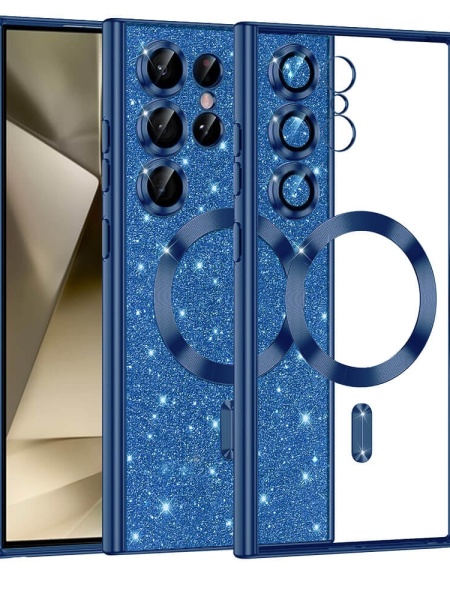 Husa Samsung Galaxy S24 Ultra Luxury Glitter MagSafe albastru inchis