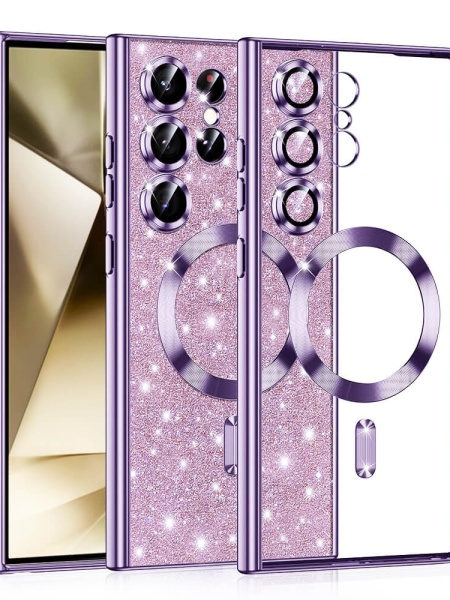 Husa Samsung Galaxy S24 Ultra Luxury Glitter MagSafe mov deschis
