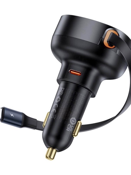 Incarcator telefon auto 2x Type-C , 60W , Fast Charging cu cablu USB C inclus Baseus Enjoyment Pro