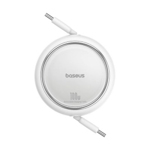 Cablu de date Type-C to Type-C, 100W, 1m, Retractable Free2Draw Mini -- Moon White - Img 4