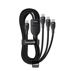 Cablu de date USB tip C , USB-C la 3x Type-C , fast charge PD100W, 480Mbps, 1.5m Baseus - Img 2