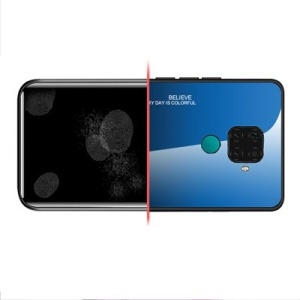 Husa Huawei Mate 30 Lite-Gradient Glass Durable Cover din sticla securizata 9H-Negru cu Albastru - Img 5