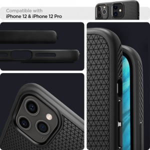 Husa Iphone 12 PRO / Iphone 12 -Spigen Liquid Air- Negru mat - Img 5