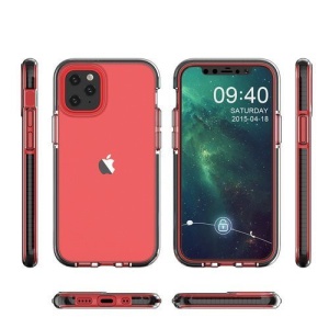 Husa Iphone 12 PRO / Iphone 12 -Spring Case- TPU transparent cu margini negre - Img 2