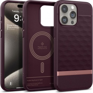 Husa iPhone 15 Pro Max de la Caseology by Spigen burgundy