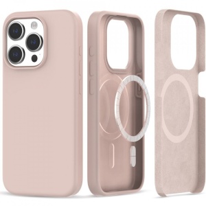 husa din silicon compatibila magsafe roz pentru iphone 15 pro max