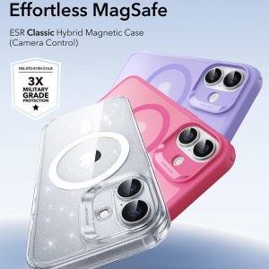 Husa iPhone 17 Classic Hybrid HaloLock cu MagSafe de la ESR transparenta / glitter - Img 2