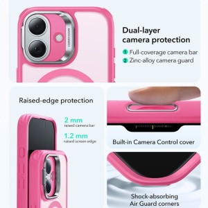Husa iPhone 17 Classic Hybrid HaloLock Kickstand Frosted Pink - Img 4