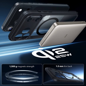 Husa iPhone 17 Pro Max Classic Hybrid HaloLock cu MagSafe de la ESR transparenta / negru - Img 3