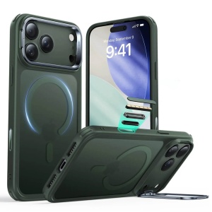 Husa iPhone 17 Pro Max Classic Hybrid HaloLock Kickstand cu MagSafe de la ESR Frosted Green - Img 1