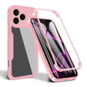 Husa iPhone 17 Pro Max ColorVerse 360 + Screen Protector transparenta/ roz - Img 1