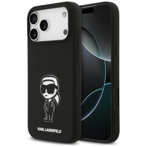 Husa iPhone 17 Pro Max Karl Lagerfeld Silicone Sketch & Logo Black Karl