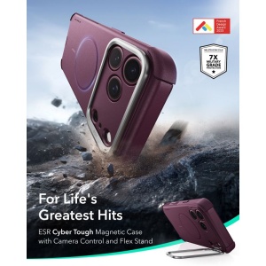 Husă iPhone 18 Pro ESR Cyber Armor Kickstand Frosted Deep Burgundy - Img 2