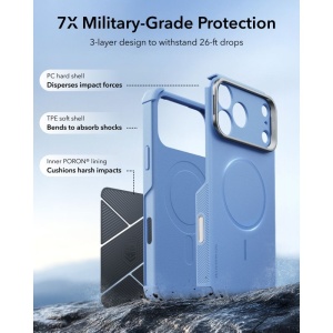 Husă iPhone 18 Pro ESR Cyber Armor Kickstand Light Blue - Img 3