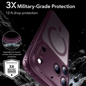 Husă iPhone 18 Pro ESR Classic Hybrid testată la șocuri de grad militar cu colțuri flexibile din polimer TPU.