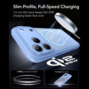 Husă iPhone 18 Pro Max și iPhone 17 Pro Max ESR Classic Hybrid HaloLock Frosted Light Blue - Img 5