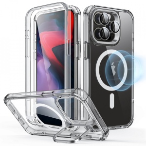 Husa pentru iPhone 15 Pro Max + folie ESR Armor Tough Kickstand HaloLock transparenta - Img 1