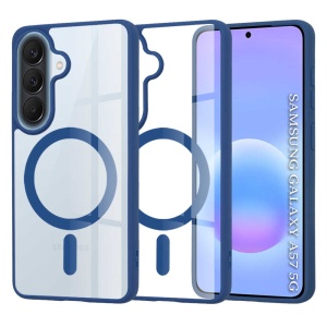 Husa Samsung Galaxy A57 Magsafe Pro transparenta margine albastra
