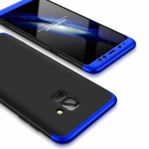 Husa Samsung Galaxy A8 -GKK 360 Front and Back Case Full Body Cover -Negru cu Albastru - Img 2