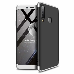 Husa Samsung Galaxy A9 -GKK 360 Front and Back Case Full Body Cover Negru cu Argintiu - Img 1