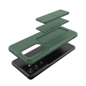 Husa Samsung Galaxy S21 Ultra 5G- Wozinsky Kickstand Case Silicone -Dark Green - Img 7