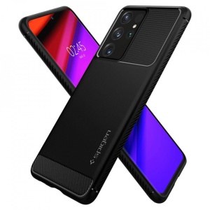 Husa Samsung Galaxy S21 Ultra - Spigen Rugged Armor -Neagra - Img 6