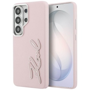 Husa Samsung Galaxy S26 Ultra Karl Lagerfeld Full Wrapped Grained Leather with Signature Resin Logo roz