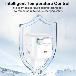 Incarcator priza USB tip C GaN Fast Charging 35W + cablu retractabil type C 80cm alb Usams - Img 3