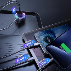 Incarcator telefon auto Joyroom fast charge 60W, porturi USB si Type C , cablu 1.5 m USB tip C inclus - Img 4