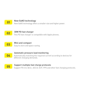 Incarcator telefon Baseus GaN3 incarcare rapida USB-C, PD, 30W, 3A - Img 7