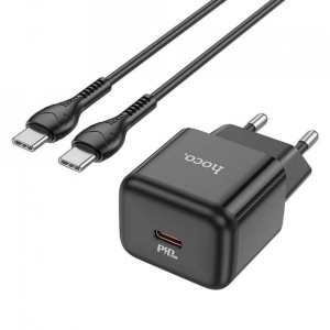 Incarcator telefon type C , incarcare rapida PD 30W cu cablu Type-C to Type-C inclus Hoco - negru - Img 1