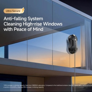 Robot pentru curatat geamuri Deerma model DEM C50S Ultra Negru cu pulverizare bidirectionala si aspiratie 8000Pa si 72W - Img 2