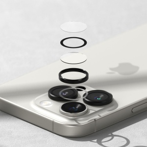 Sticla securizata pentru camera telefonului iPhone 16 Pro / iPhone 16 Pro Max Ringke - Camera Lens Frame Glass Black - Img 5