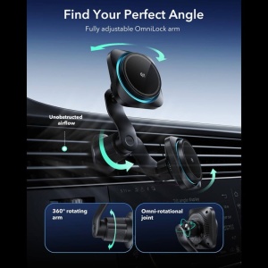 Suport Auto ESR OmniLock cu incarcare Qi2 25W – Magnetic, 360° - Img 4