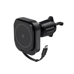 Suport telefon pentru grila de ventilatie auto cu incarcare wireless Magcharge 15 W si cablu retractabil 85cm