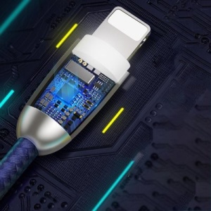 Cablu de date Baseus Torch Lightning cu lampă LED 1M- Negru - Img 5