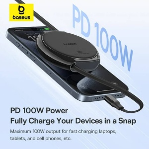 Cablu de date tip C Super Fast Charge 100W, 1m , retractabil , Baseus Pathfinder Series negru - Img 4